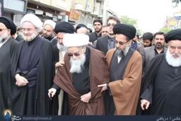 پیاده روی آیت الله صافی گلپایگانی به سمت حرم حضرت معصومه + تصاویر